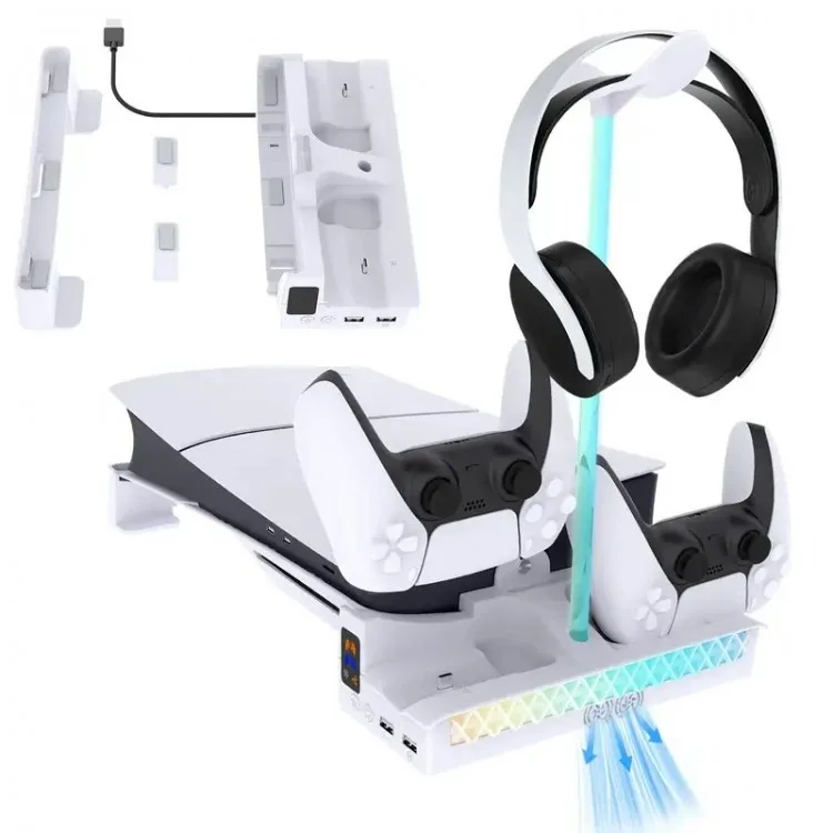 خرید پایه افقی PGTech RGB برای PS5 اسلیم و پرو - سفید