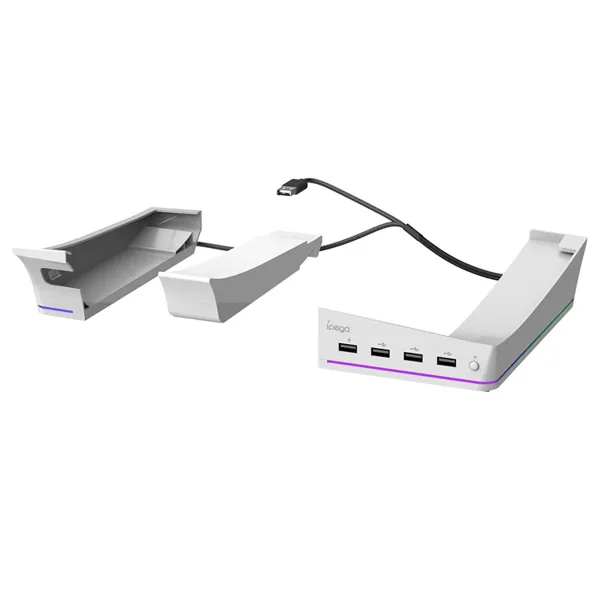 خرید پایه افقی چند منظوره ipega RGB برای PS5 پرو و PS5 اسلیم - سفید