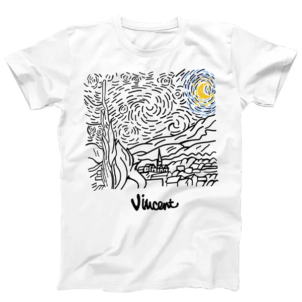 خرید تیشرت ونگارد - طرح Starry Night - سفید - سایز M