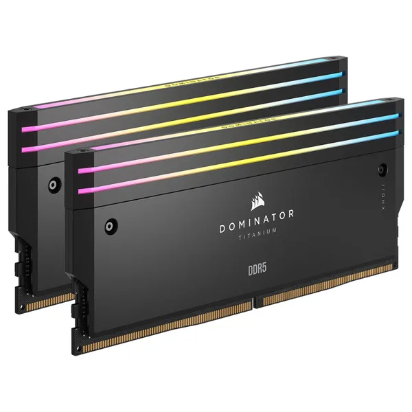 خرید رم Corsair Dominator Titanium RGB - ظرفیت 32 گیگابایت - DDR5 - پک دوتایی - مدل Intel XMP - فرکانس 6000 مگاهرتز - CL30 - سیاه