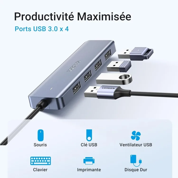 خرید هاب UGREEN تبدل USB-C به چهار پورت USB 3.0