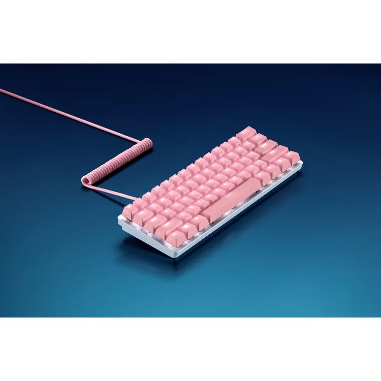 خرید ست دکمه های کیبورد Razer - جنس PBT + کابل USB-C پیچ خورده - صورتی کوارتز