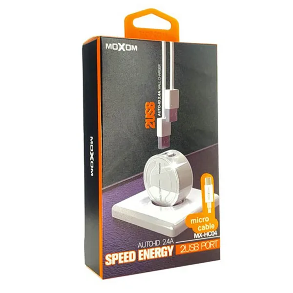 خرید دو کابل USB با آداپتور برق MOXOM