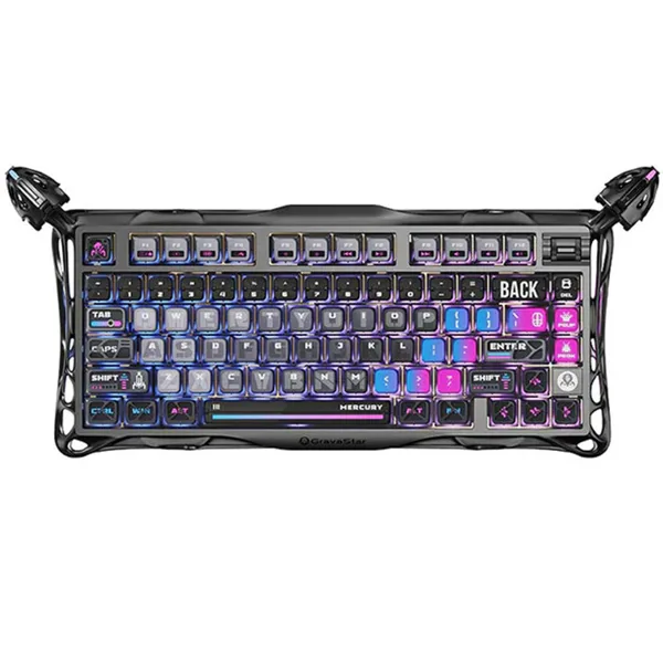 خرید کیبورد GravaStar Mercury K1 Pro - بی سیم - سوییچ مکانیکی خطی با قابلیت تعویض سریع - سیاه کهکشانی