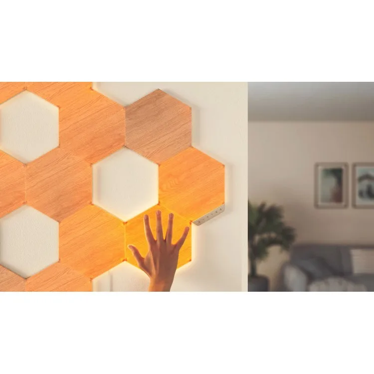 خرید پنل روشنایی هوشمند Nanoleaf Elements کیت Smarter - طرح Wood Look - هفت قطعه