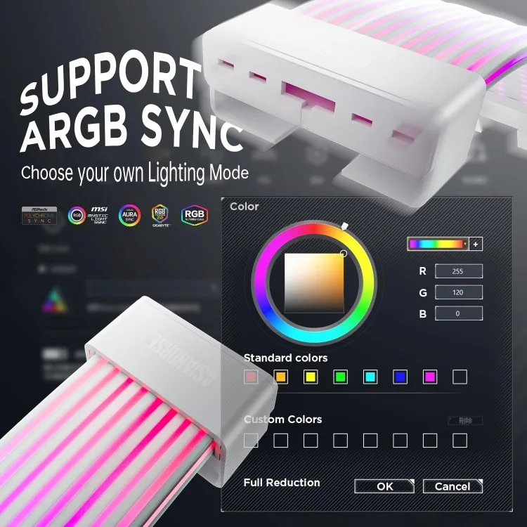 خرید کاور کابل پاور Asiahorse Aurora ARGB - سفید