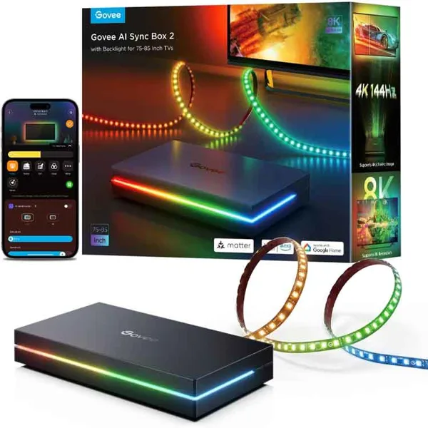 خرید لامپ هوشمند Govee AI Sync Box 2 برای تلویزیون های 75 الی 85 اینچ