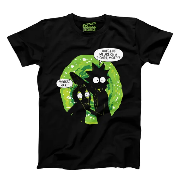 خرید تیشرت ونگارد - طرح Rick and Morty on a T-Shirt - سیاه - سایز M