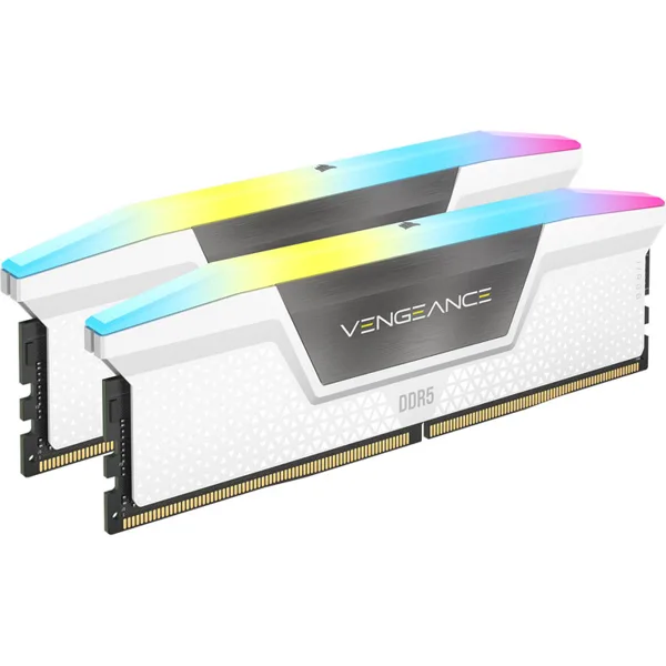خرید رم Corsair Vengeance RGB - ظرفیت 32 گیگابایت - DDR5 -پک دوتایی - مدل Intel XMP - فرکانس 5200 مگاهرتز - CL40 - سفید
