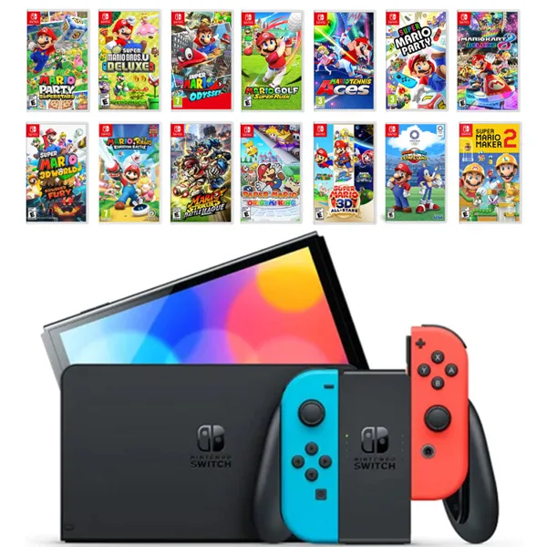 خرید نینتندو سوییچ اولد - جوی کان قرمز/آبی + باندل کامل بازی های Super Mario