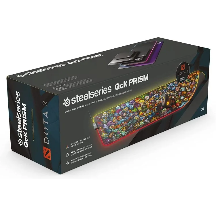 خرید موس پد SteelSeries QcK Prism RGB - نسخه بازی DotA 2 سایز XL