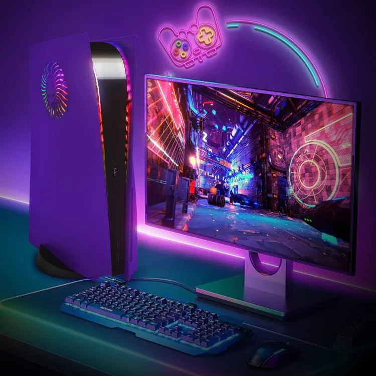 خرید فیس پلیت دارای منفذ مخصوص فن و LED - مخصوص PS5 دیسک خور - بنفش