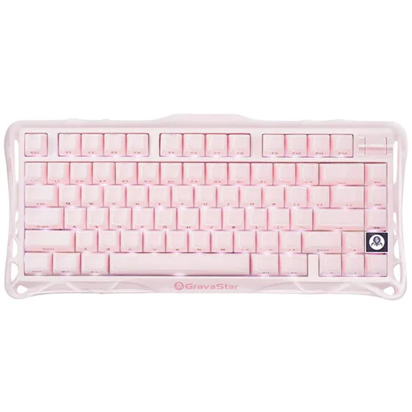 خرید کیبورد GravaStar Mercury K1 - بی سیم - سوییچ مکانیکی خطی با قابلیت تعویض سریع - صورتی شکوفه ای