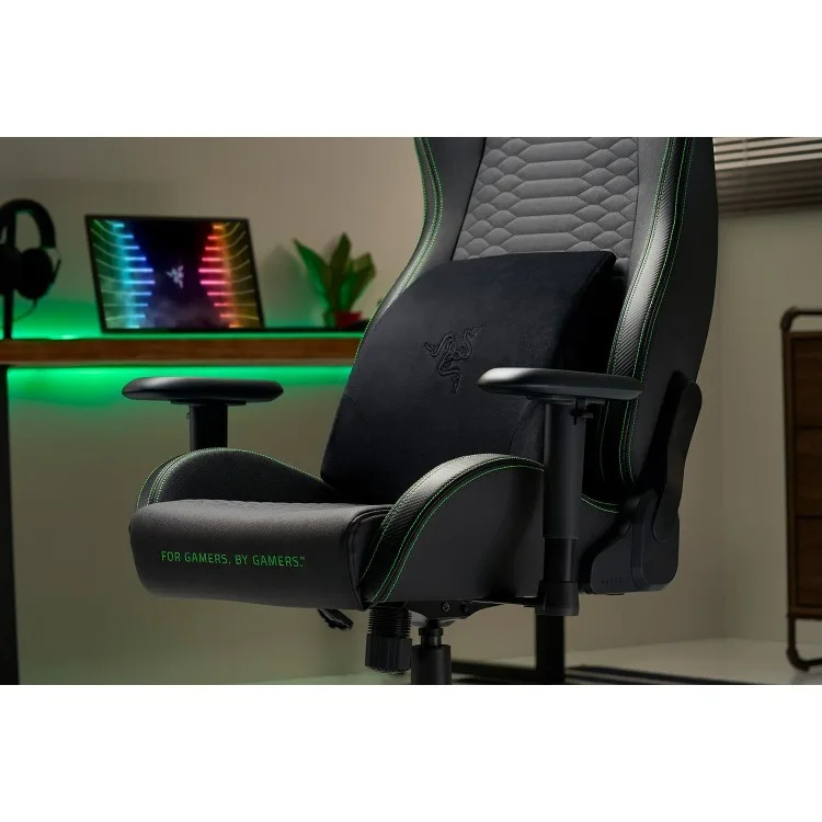 خرید صندلی گیمینگ Razer Iskur X به همراه بالشتک سر و کمر - سیاه/سبز - XL