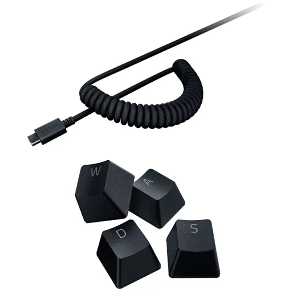 خرید ست دکمه های کیبورد Razer - جنس PBT + کابل USB-C پیچ خورده - سیاه کلاسیک