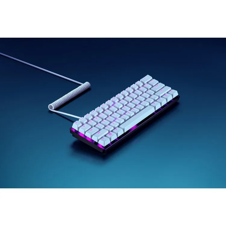 خرید ست دکمه های کیبورد Razer - جنس PBT + کابل USB-C پیچ خورده - سفید جیوه ای