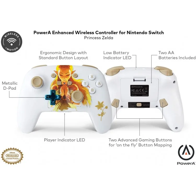 خرید کنترلر بی سیم PowerA Enhanced برای نینتندو سوییچ - طرح Princess Zelda