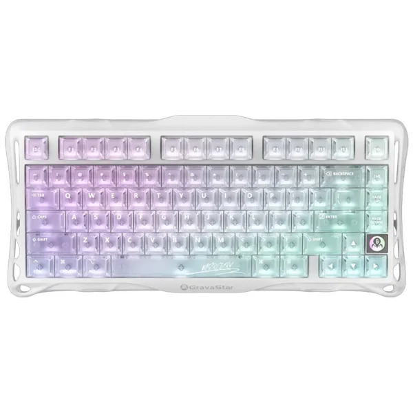 خرید کیبورد GravaStar Mercury K1 Lite - بی سیم - سوییچ مکانیکی خطی - طرح Crytal Aurora