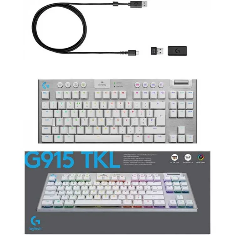 خرید کیبورد بی سیم Logitech G G915 TKL - لرزشی - سفید