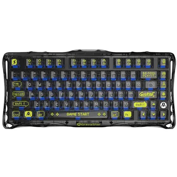 خرید کیبورد GravaStar Mercury K1 Lite - بی سیم - سوییچ مکانیکی خطی - سیاه شفاف