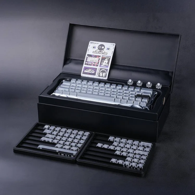 خرید کیبورد GravaStar Mercury V60 Pro - سوییچ مغناطیسی - نسخه دلوکس طرح Chrome Silver