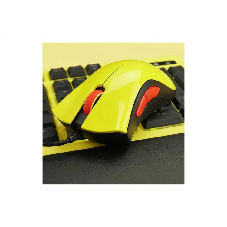خرید موس گیمینگ Razer Deathadder به همراه موس پد - طرح محدود پیکاچو