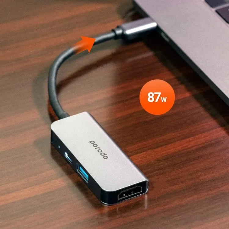 خرید هاب سه کاره Porodo Aluminum - پورت USB-C
