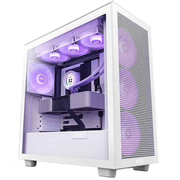 خرید کیس کامپیوتر NZXT H7 Flow - شاسی مید تاور - سفید مات