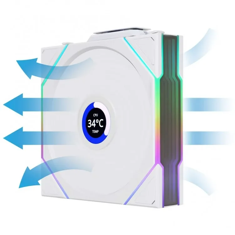 خرید فن کیس Lian Li UNI TL LCD 120 با تیغه های معکوس - بی سیم - پک سه تایی - سفید