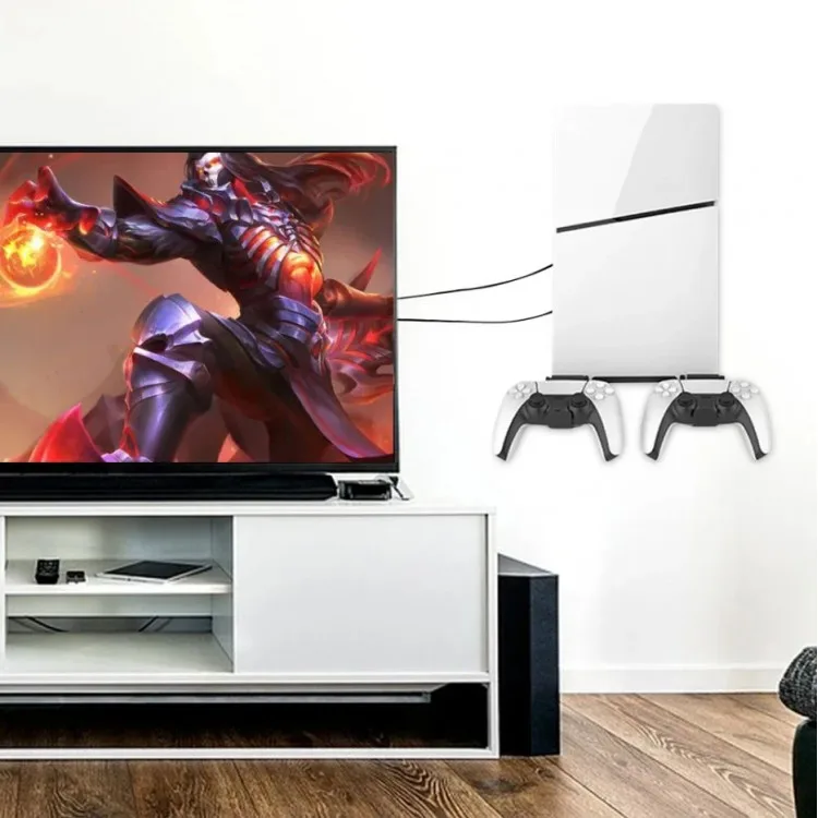 خرید پایه دیواری PGtech مخصوص PS5 اسلیم به همراه دو عدد آویز دوال سنس