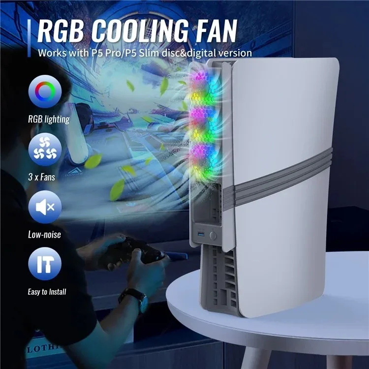 خرید فن JYS RGB برای PS5 پرو و اسلیم - طرح Retro