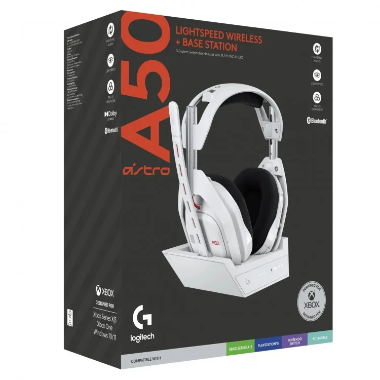 خرید هدست Astro A50 LIGHTSPEED نسل پنج به همراه بیس - بی سیم - سفید
