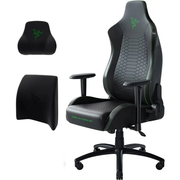 خرید صندلی گیمینگ Razer Iskur X به همراه بالشتک سر و کمر - سیاه/سبز - XL