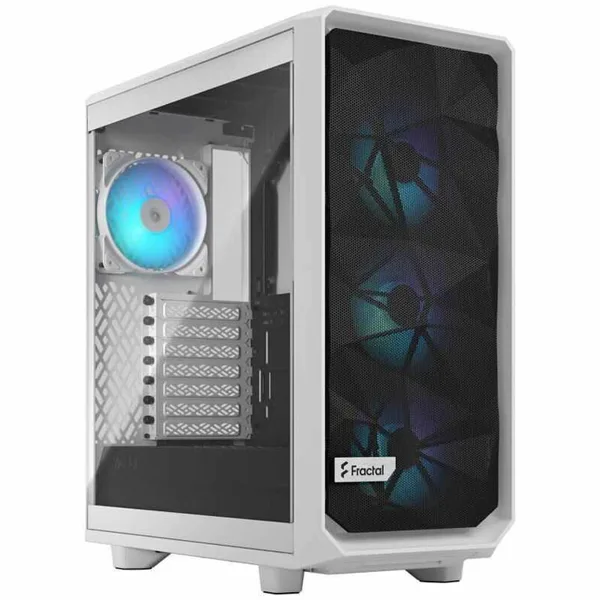 خرید کیس کامپیوتر Fractal Design Meshify 2 Compact RGB - شاسی مید تاور - سفید - شیشه شفاف