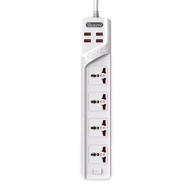 خرید سوکت برق Verity - چهار پریز + چهار پورت USB