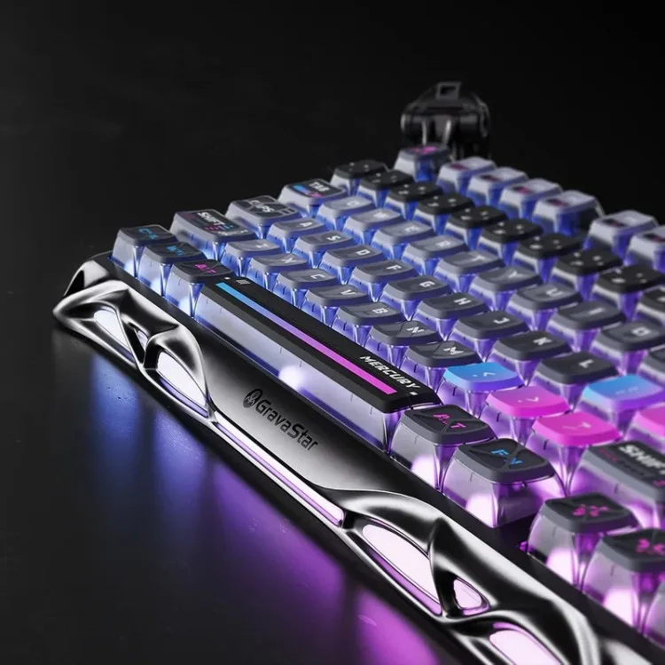 خرید کیبورد GravaStar Mercury K1 Pro - بی سیم - سوییچ مکانیکی خطی با قابلیت تعویض سریع - نسخه ویژه Cyberpunk