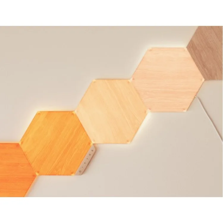 خرید پنل روشنایی هوشمند Nanoleaf Elements کیت Smarter - طرح Wood Look - هفت قطعه