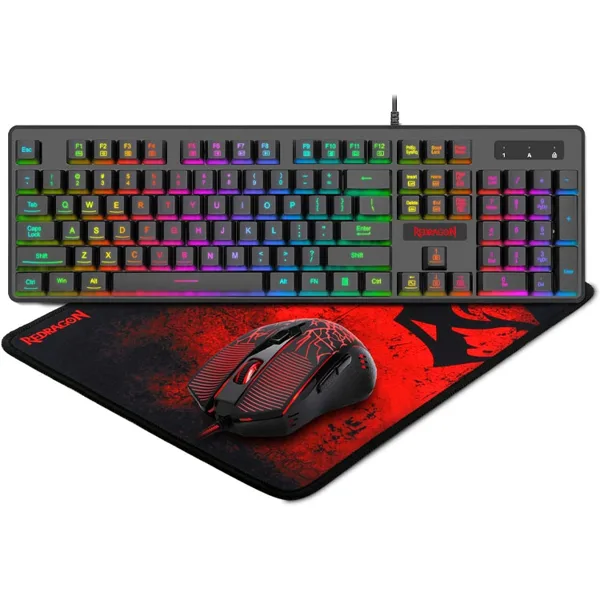 خرید کمبو Redragon S107 شامل موس، کیبورد و موس پد