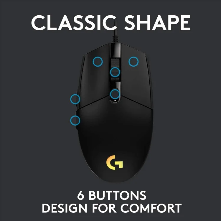 خرید موس گیمینگ Logitech G203 LIGHTSYNC - سیاه