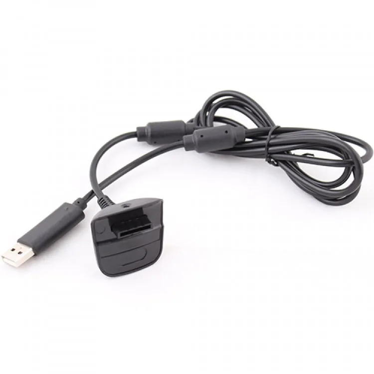 USB Charging Cable for Xbox 360 Wireless Controller Black