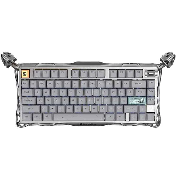 خرید کیبورد GravaStar Mercury K1 Pro - بی سیم - سوییچ مکانیکی خطی با قابلیت تعویض سریع - خاکستری نقره ای