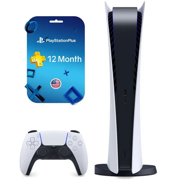 خرید پلی استیشن 5 دیجیتال + اشتراک ۱۲ ماهه پلاس Essential - ریجن آمریکا