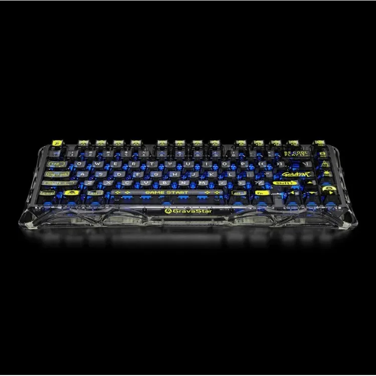 خرید کیبورد GravaStar Mercury K1 Lite - بی سیم - سوییچ مکانیکی خطی - سیاه شفاف